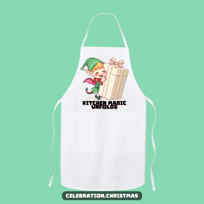 Funny Elf Wrapping Gift Apron: Cook with Festive Joy