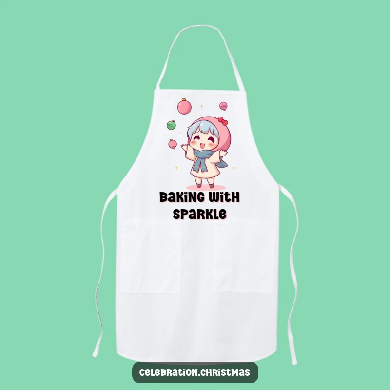 Funny Kawaii Ornament Toss Apron - Cook Up Some Fun with This Hilarious Holiday Kitchen Wear!