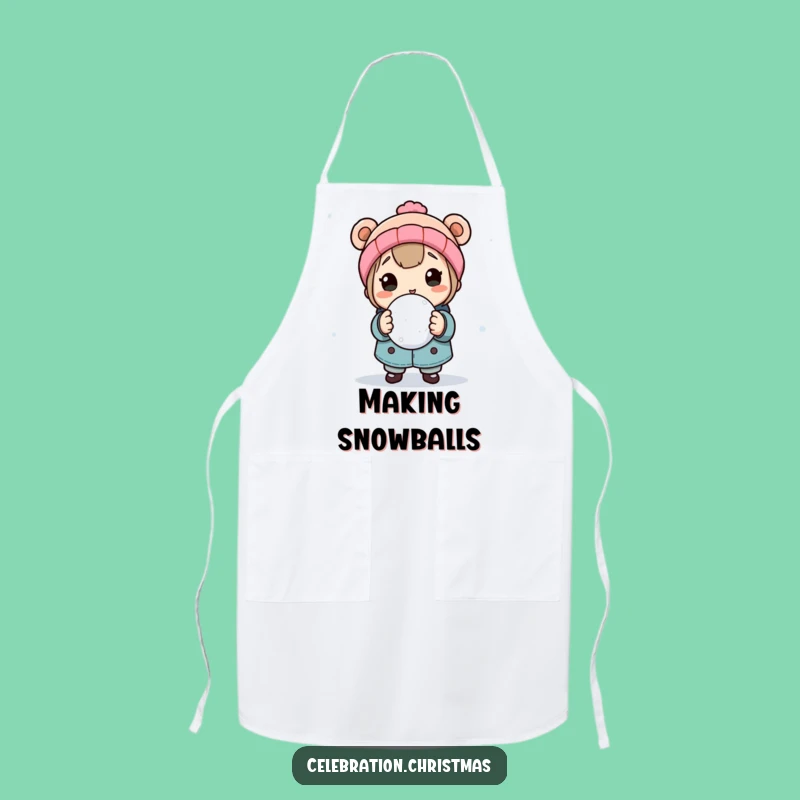 Funny Snowball Fight Apron: Cook with Winter Fun and Playful Spirit
