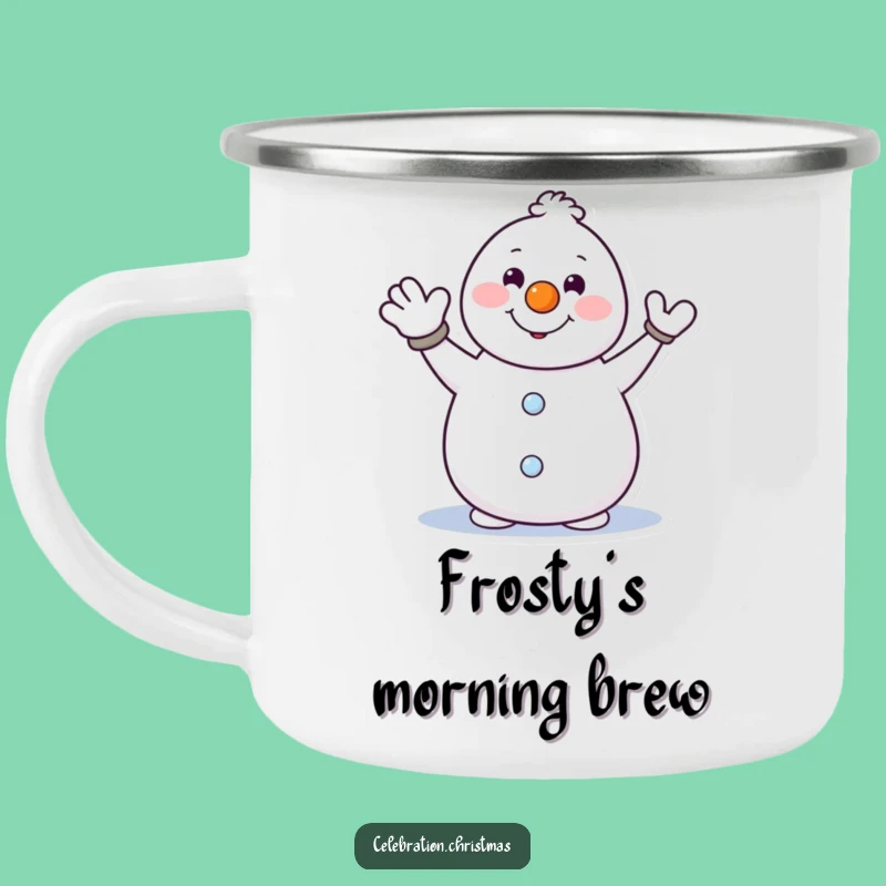 Funny Enamel Snowman Camping Mug - Adventure Ready Gift