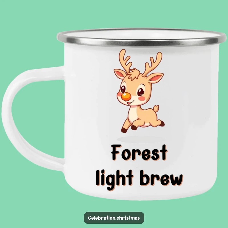 Funny Reindeer Enamel Camping Mug - Festive Outdoor Adventure Gift