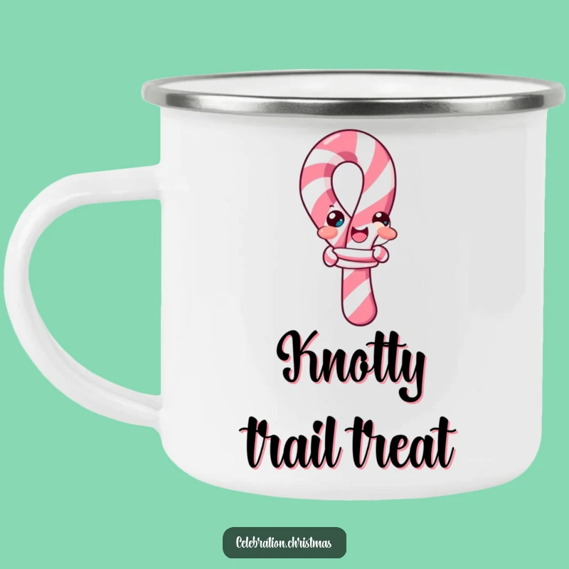 Funny Candy Cane Knot Camping Mug: Enjoy Sweet Drinks with a Twist!