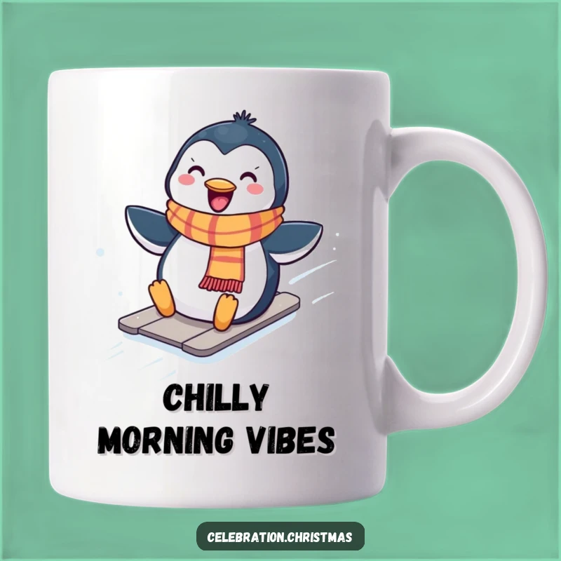 Funny Kawaii Penguin Sliding Mug, Joyful Whoop, Perfect Winter Gift