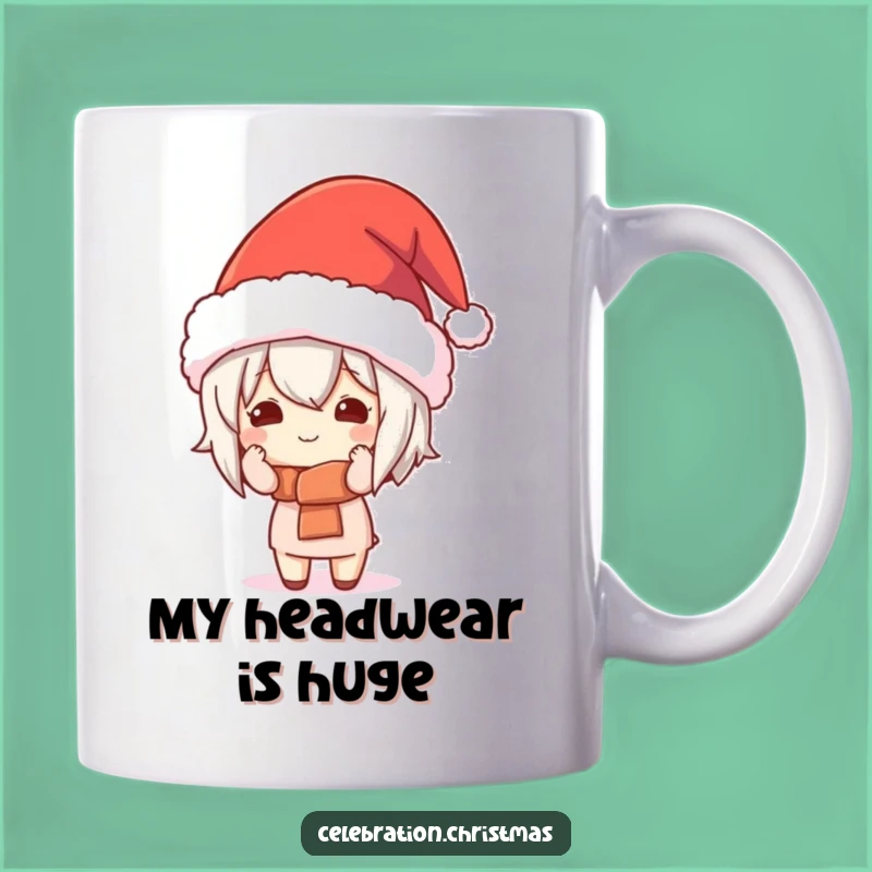 Funny Kawaii Character Festive Hat Mug - A Hilarious Oversized Holiday Gift Idea!