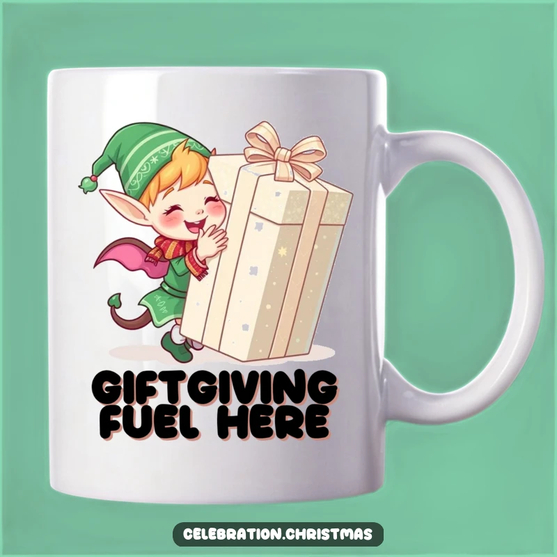 Funny Elf Wrapping Gift Mug: Joyful Holiday Cheer for Your Coffee
