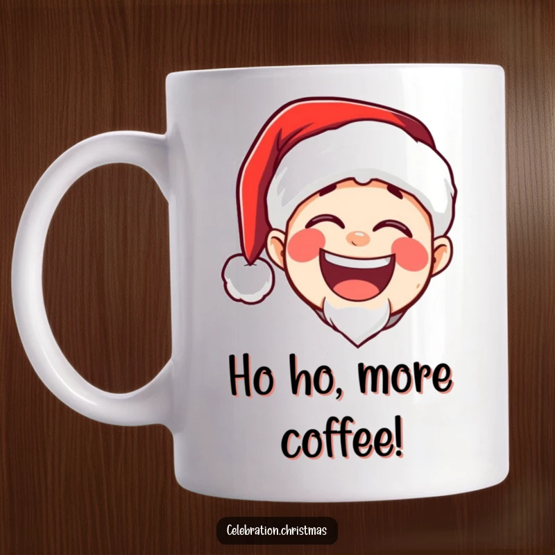 Funny mug of a Santa hat character erupting in a big, booming, joyful laugh, radiating holiday cheer and merriment.