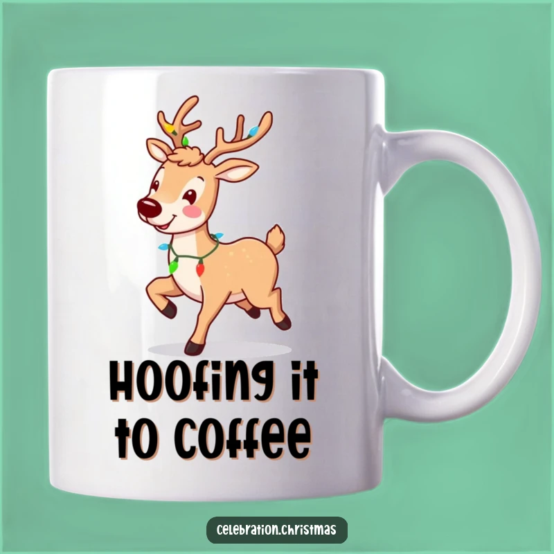 Funny Reindeer Prancing Mug - Joyful Holiday Spirit Gift for Festive Fun
