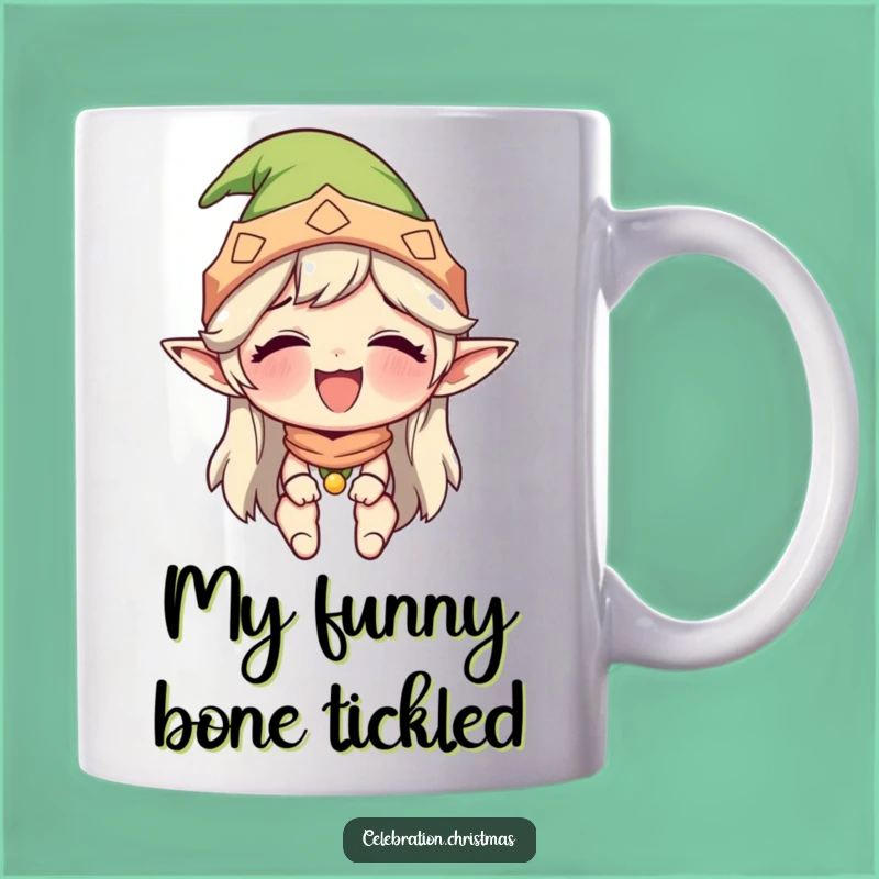 Funny Elf Giggle Mug - Hilarious Holiday Character Design, Perfect Funny Elf Gift