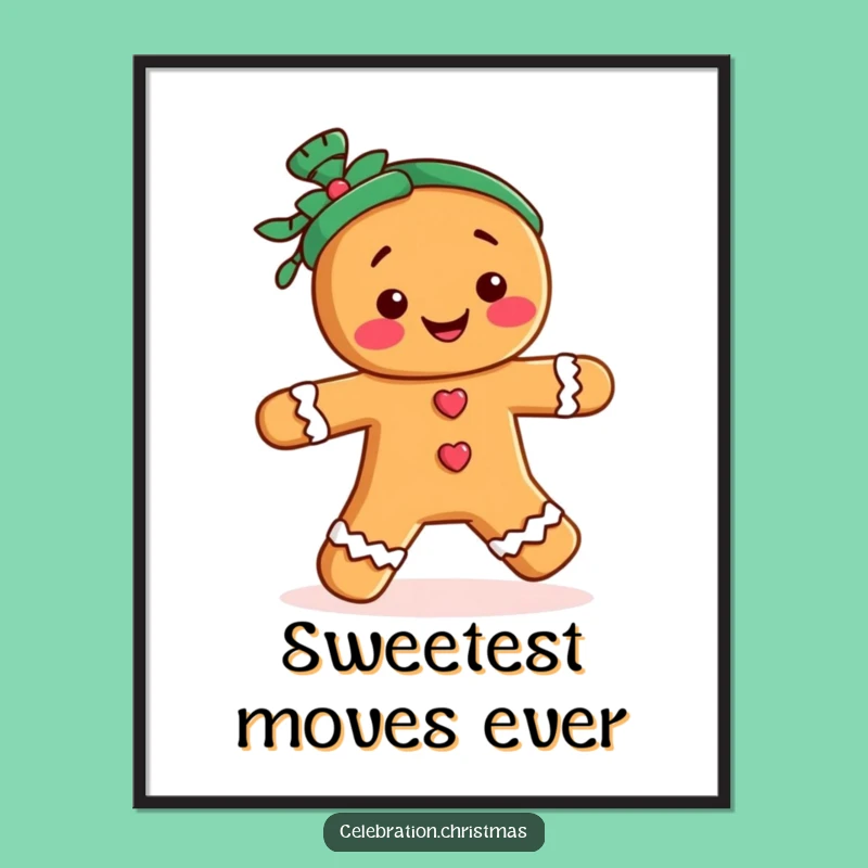 Funny Gingerbread Jig Digital Art Print - Instant Holiday Decor Gift