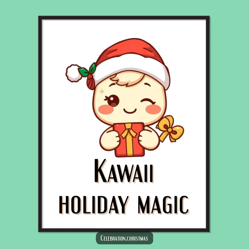 Funny Kawaii Santa Digital Art - Cute Character Holiday Decor