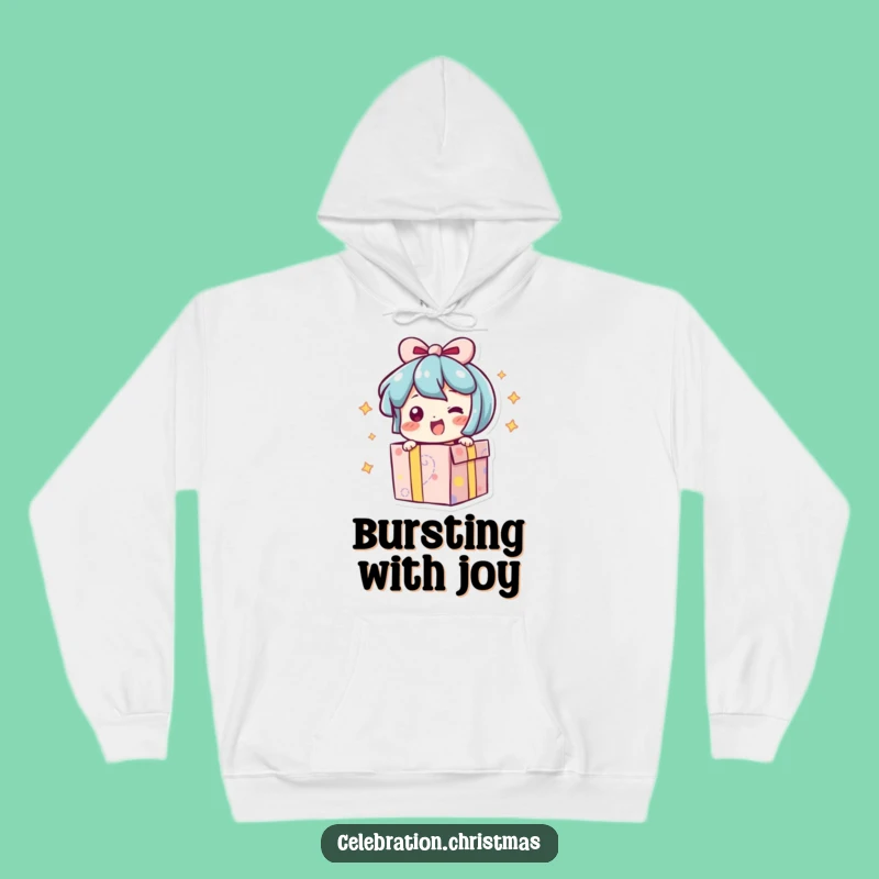 Cozy Funny Present Hoodie: Excited Character Comfort, Perfect Gift