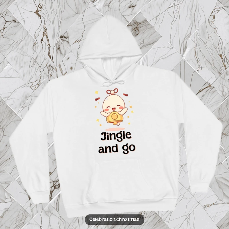 Funny Bell Character Hoodie: A festive bell character jingling with pure, unadulterated delight, offering comfort and joy.