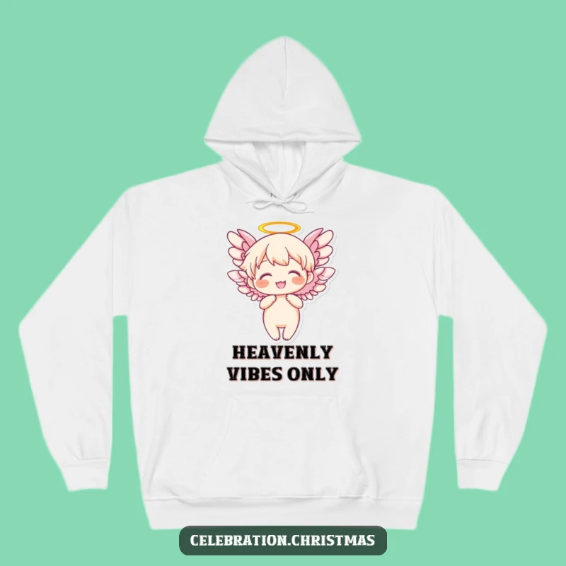 Funny Angel Flapping Wings Hoodie - Cozy Joyful Character Warm Gift