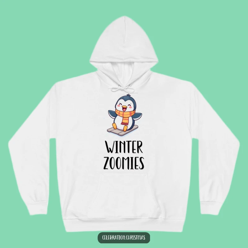 Funny Kawaii Penguin Sliding Hoodie, Cozy Winter Vibes, Perfect Gift