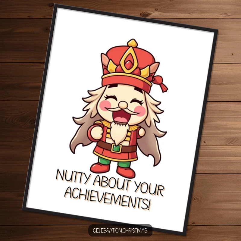 Funny Free Printable Wall Art: A happy nutcracker striking a bold, comical pose with its mouth open.