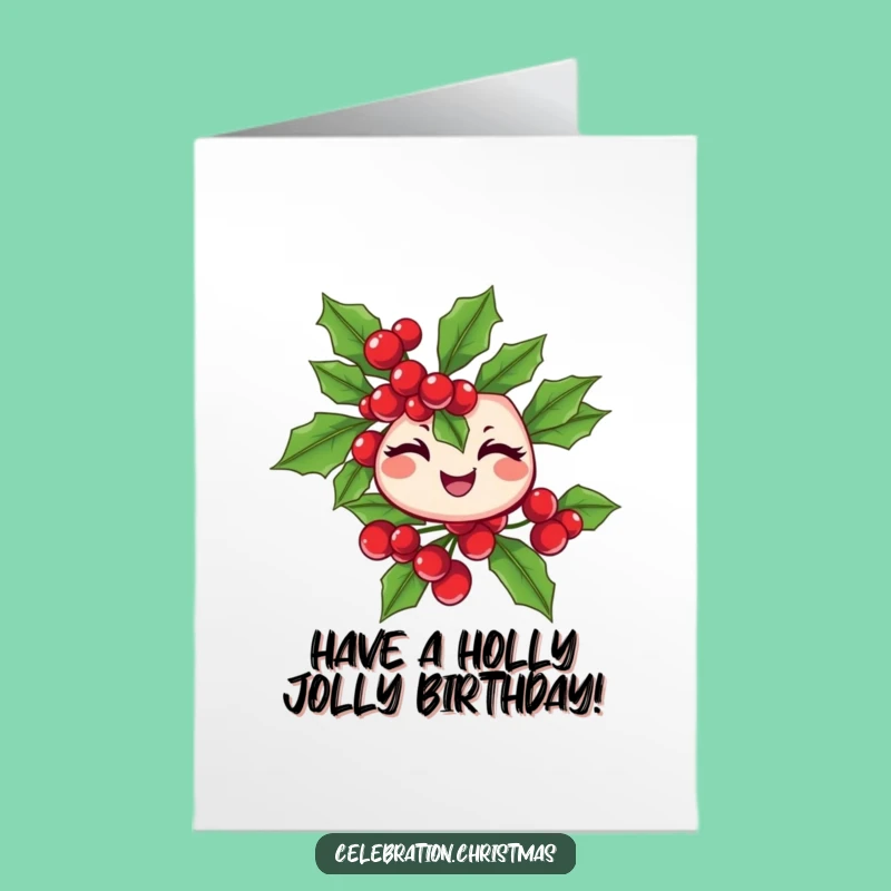 Free Printable Birthday Card: Winking Holly Branch, Funny Downloadable Gift