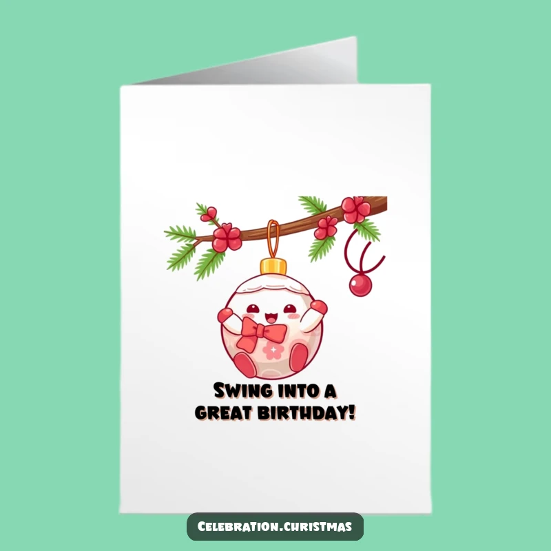 Free Printable Ornament Birthday Card: Funny Swing Downloadable Gift