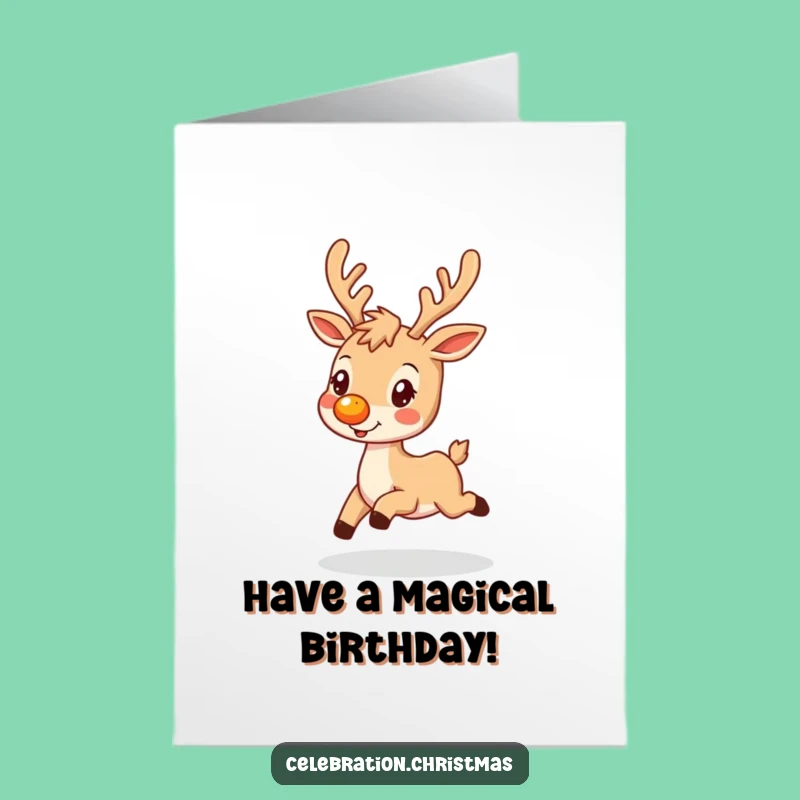 Jolly Free Printable Birthday Card: Prancing Reindeer DLX, A Whimsical DIY Downloadable Gift
