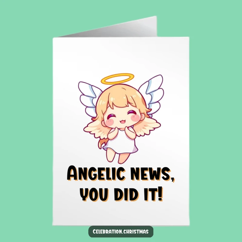 Free Printable Angel Congrats Card: Funny Wings Downloadable Gift for Wins