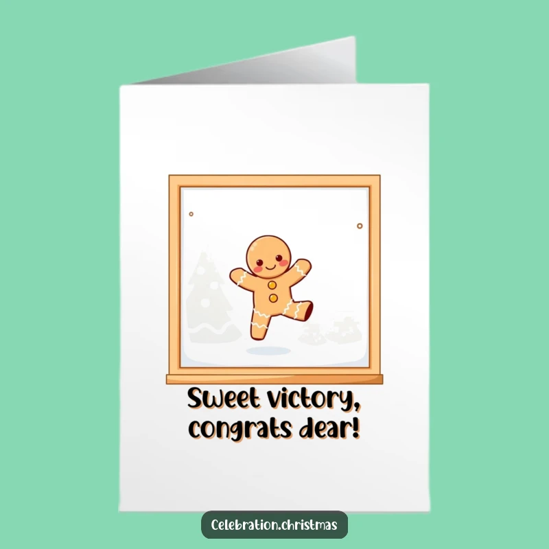 Free Printable Congrats Card: Dancing Gingerbread - Festive Downloadable Celebration