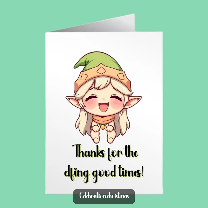 Free Printable Elf Thank You Card: Giggling Character Downloadable Gift