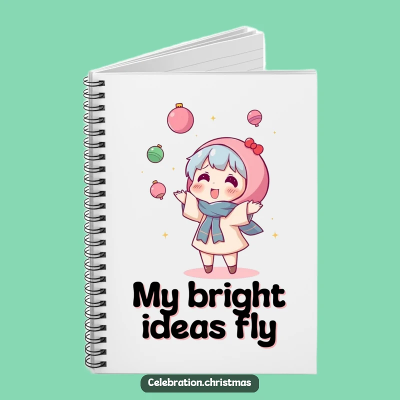 Funny Kawaii Ornament Toss Notebook - Jot Down Ideas with Hilarious Holiday Energy!