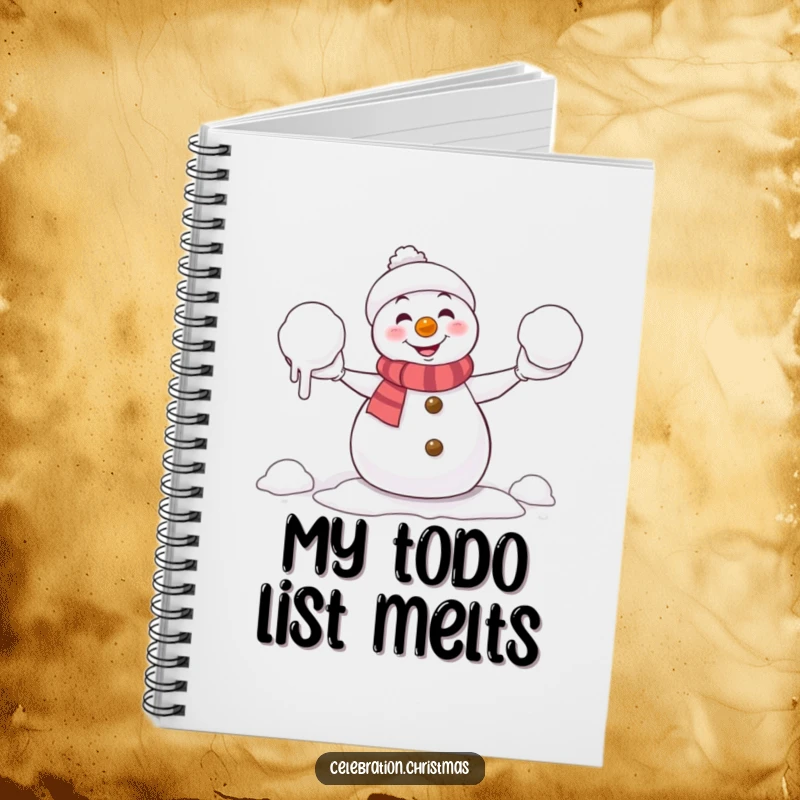 Funny Notebook: Comical snowman juggling melting snowballs, ready to hold your thoughts and snowy day ideas.