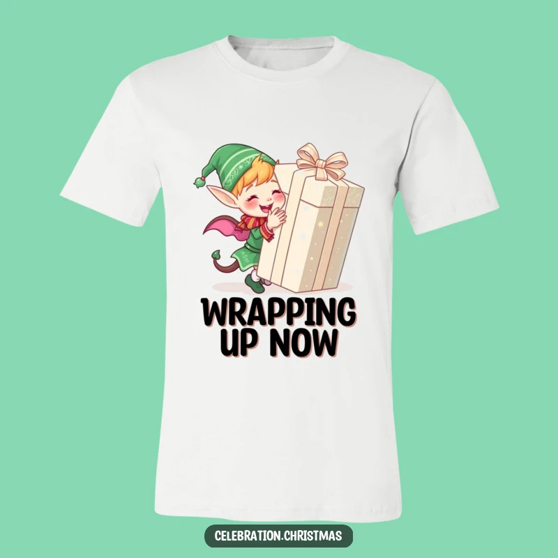 Funny Elf Wrapping Gift T-Shirt: Wear Your Holiday Joy