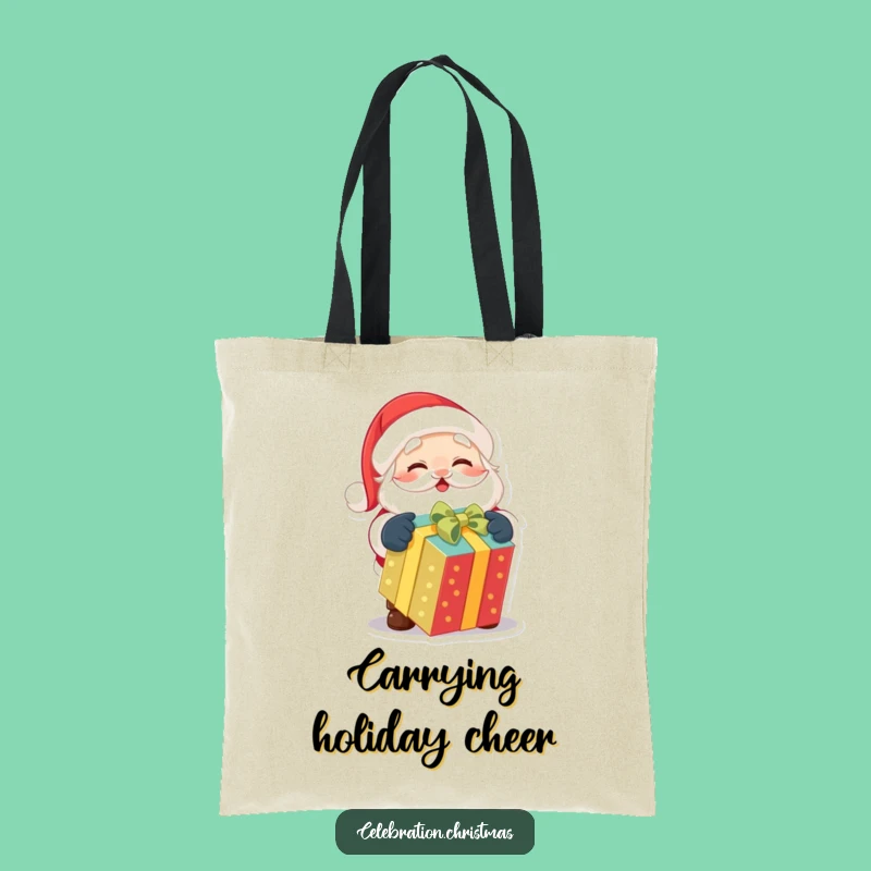Funny Santa Tote Bag: Excited Gift Unwrapping, Chic Holiday Humorous Gift