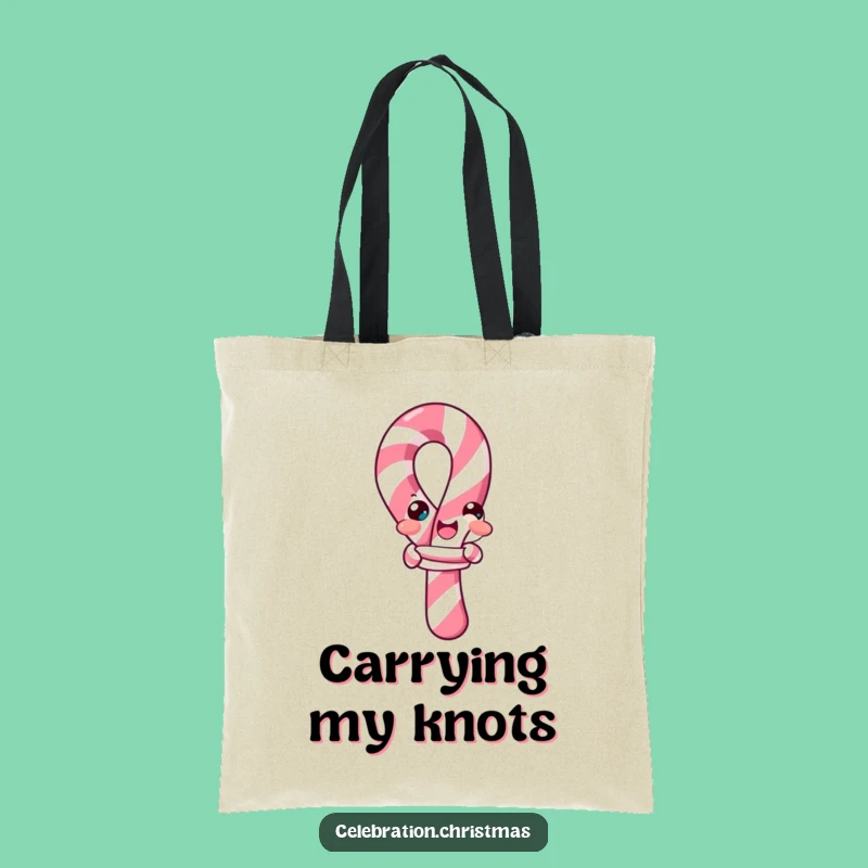 Funny Candy Cane Knot Tote Bag: Carry Your Sweetness and Smiles!